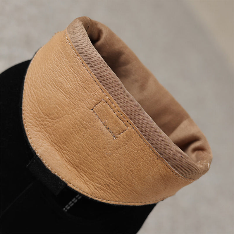 Suede Leather Western Boots for Women Mid Calf Contrast-stitching Cowboy Boots in Black/Camel/Green