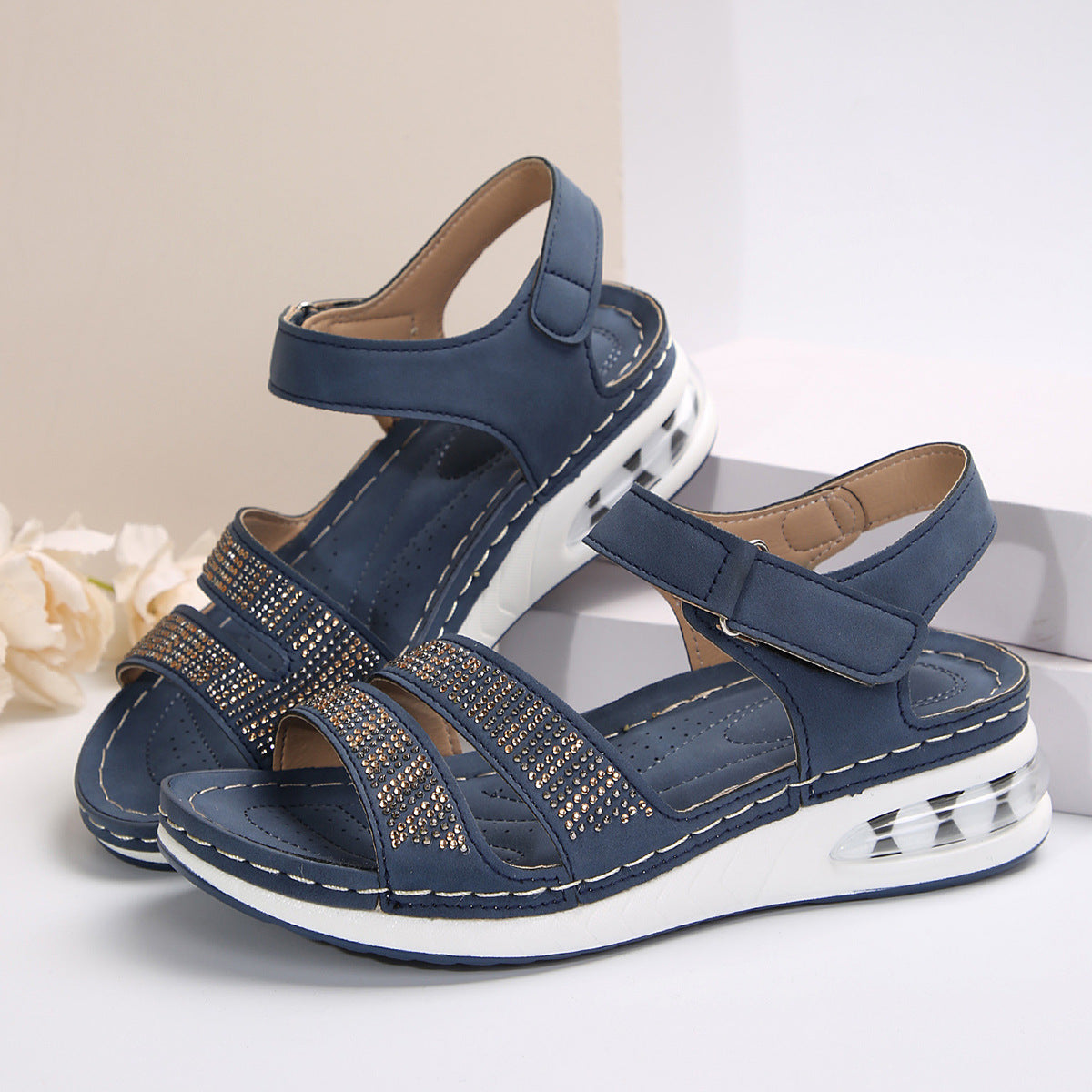 Women's Platform Wedge Plus Size With Sequin Sandals