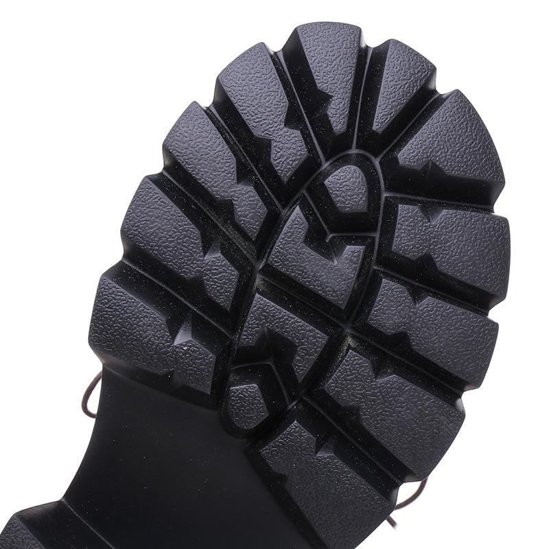 Handmade Genuine Leather Hollow Out Boots Women Summer Boots Side Zipper Chunky Heels Black/Brown