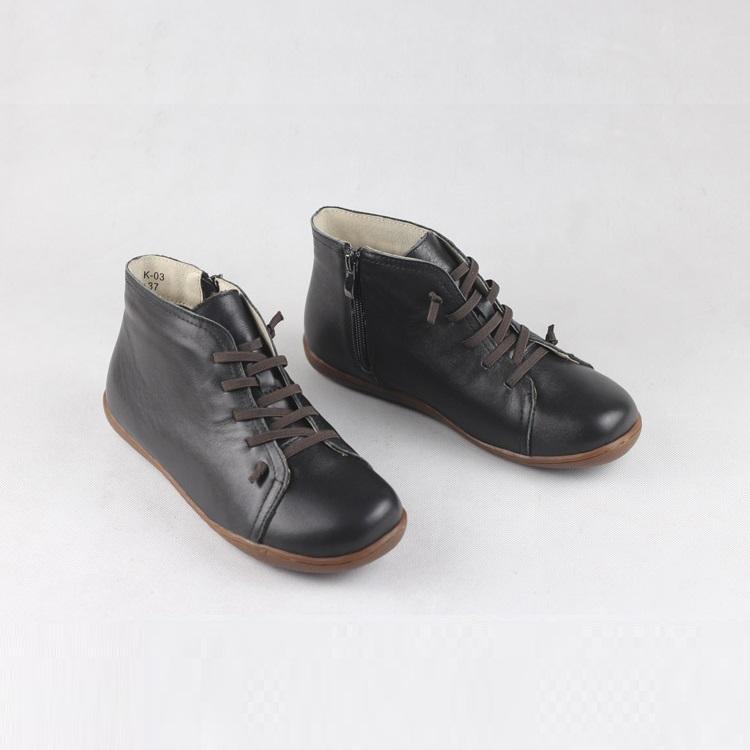 Retro Women Leather Ankle Boots Casual Walking Boots Soft Sole Flats Loafers