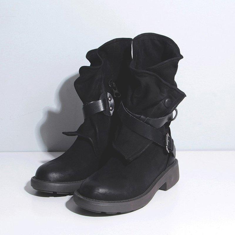 Women's Plus Size Adjustable Buckle Mid-Calf Motorcycle BootsFree Shipping