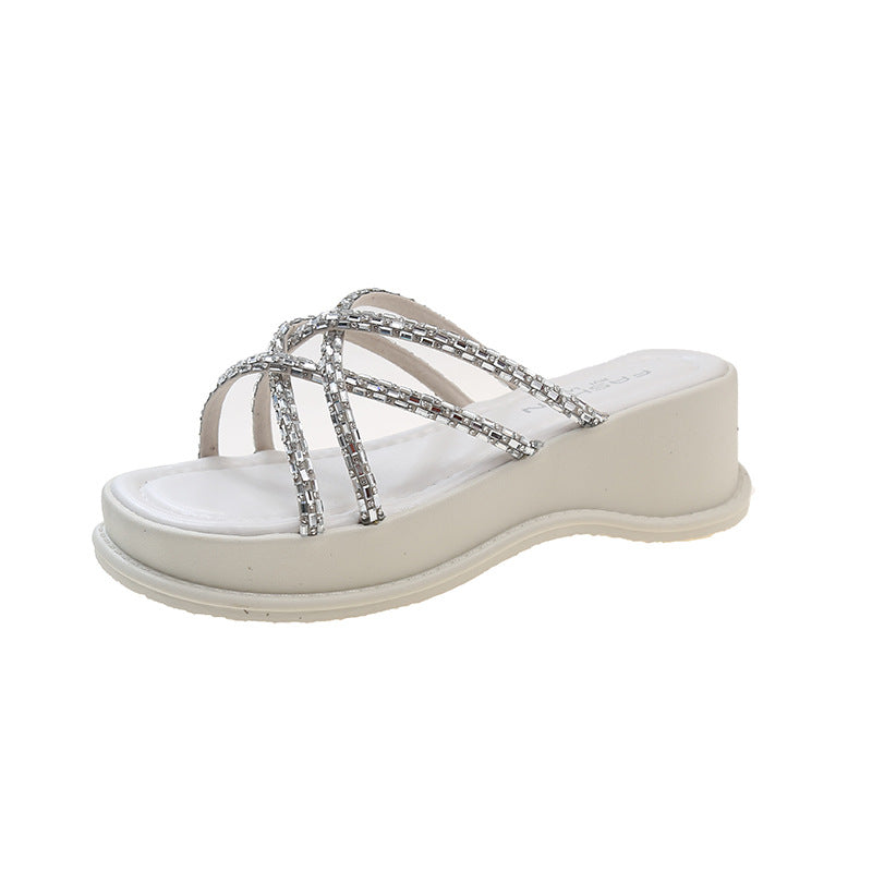 Women's Platform Rhinestone Outer Wear Fashion Open Sandals