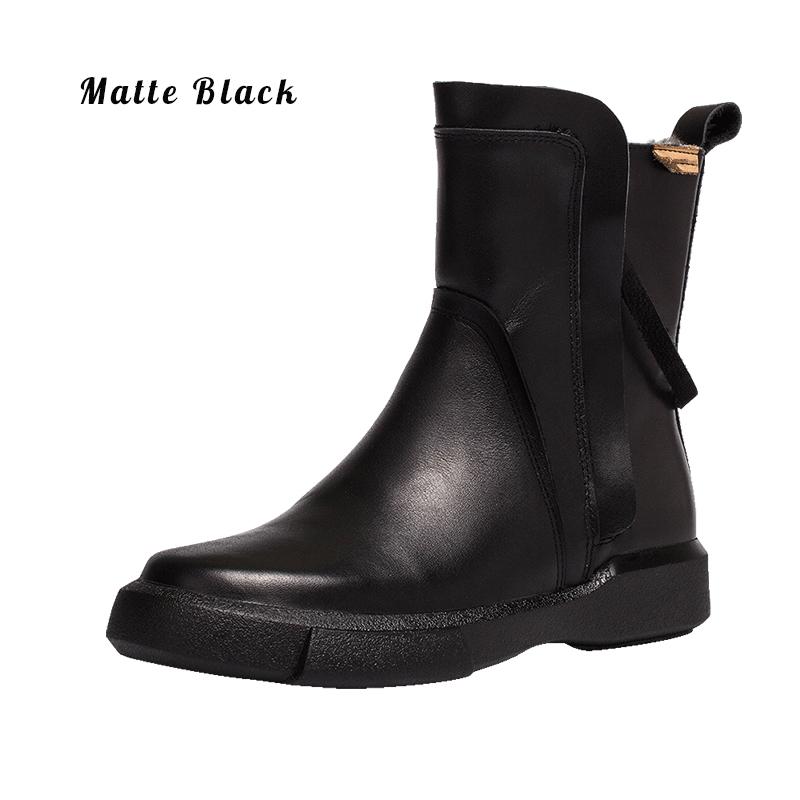 Waxing Leather Chelsea Boots Handmade British Boots Double Zip Fleece Lined Snow Boots