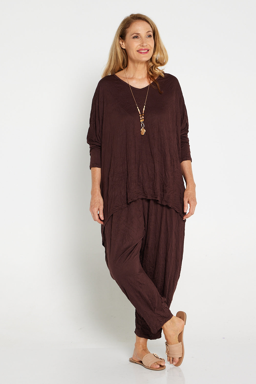 V Neck Celia Top - Chocolate