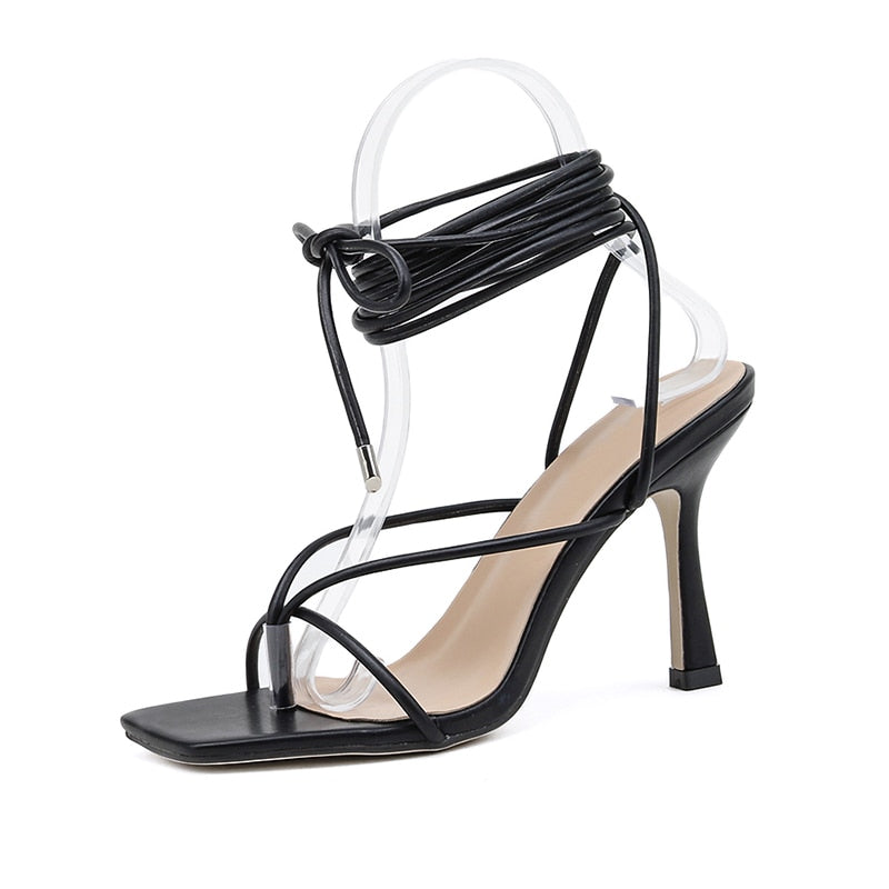 Narrow Band Cross Strap Thong Sandals