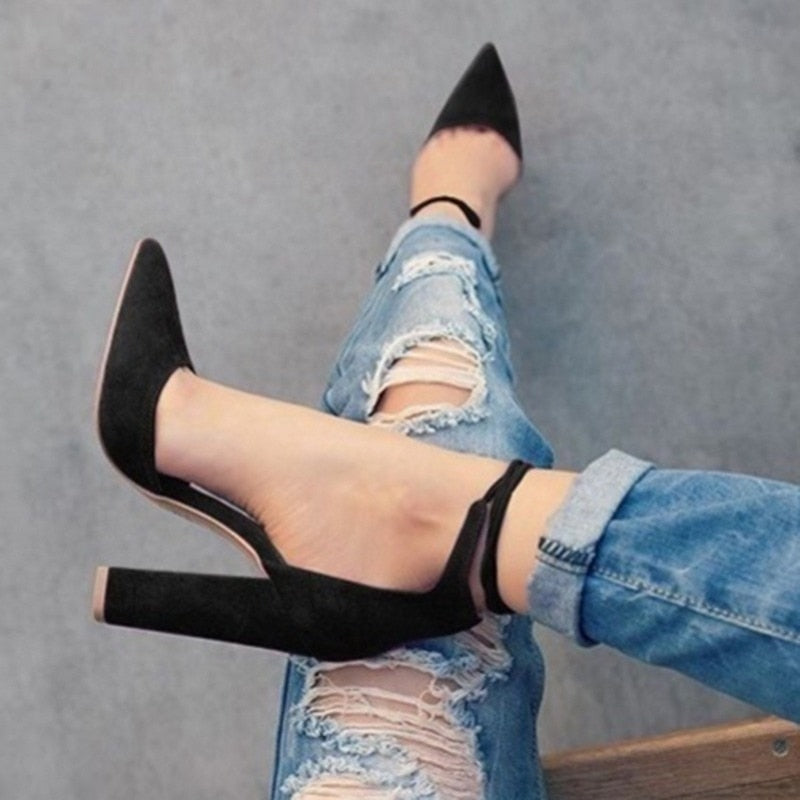 Strappy Pumps Platform Heels Ankle Strap Shoes