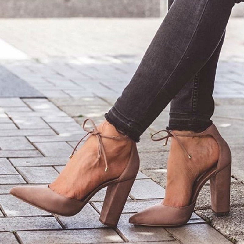 Strappy Pumps Platform Heels Ankle Strap Shoes