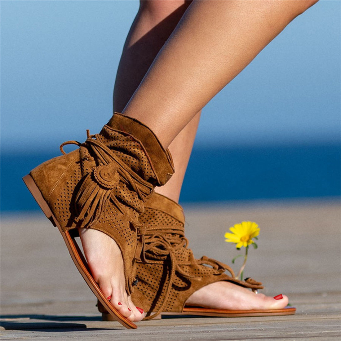 Fringe Flip Flop Sandals