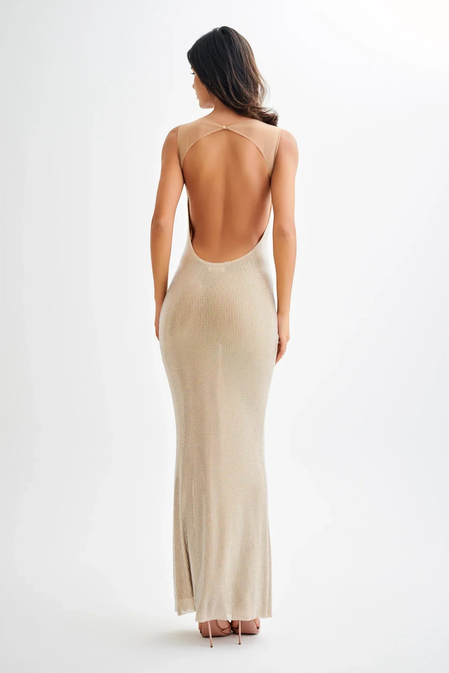 Sexy Sling Slim Fit Rhinestone Slightly See-through Dress