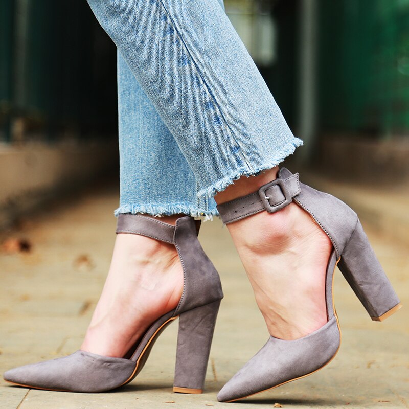 Strappy Pumps Platform Heels Ankle Strap Shoes