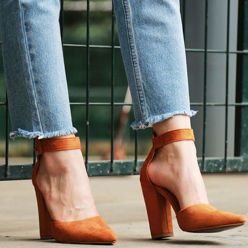 Strappy Pumps Platform Heels Ankle Strap Shoes