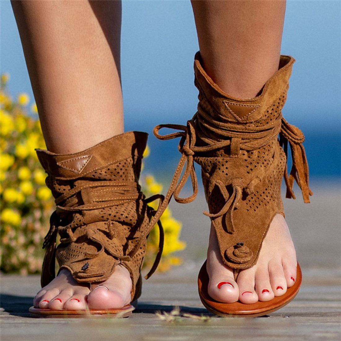 Fringe Flip Flop Sandals