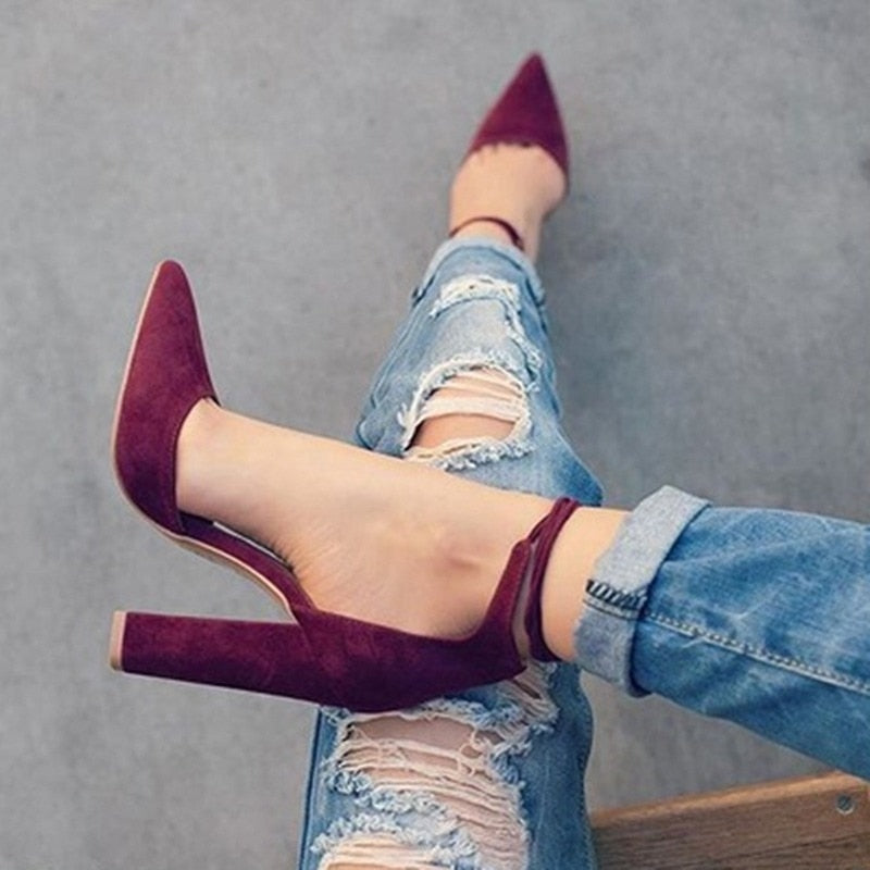 Strappy Pumps Platform Heels Ankle Strap Shoes