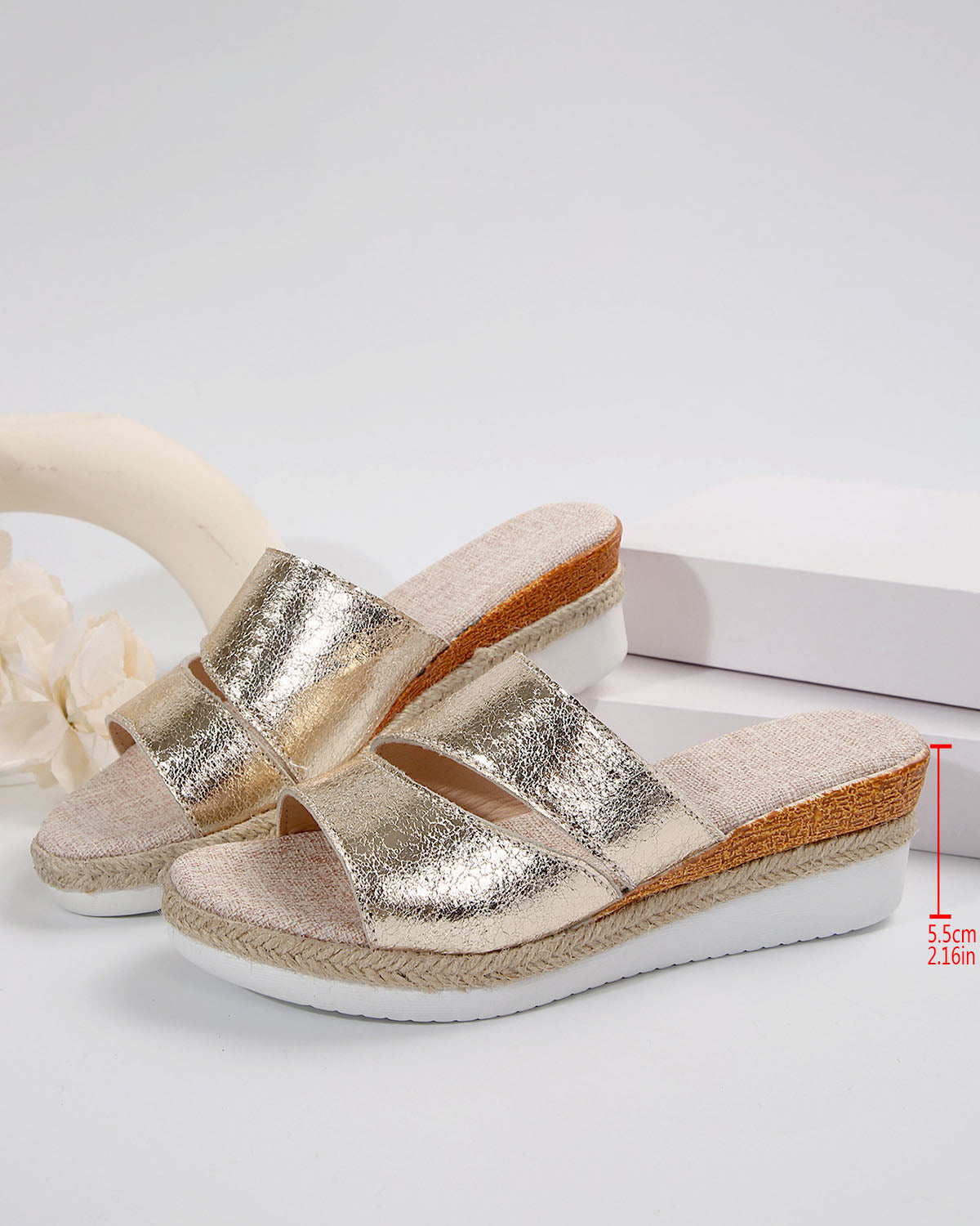 Hemp rope wedge cross-over strap sandals