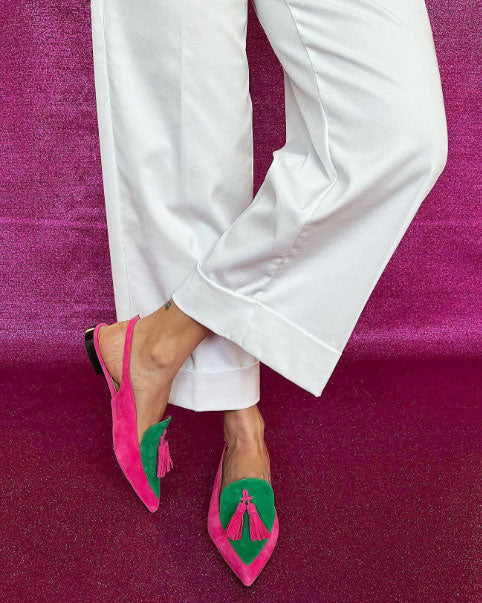 Color matching Pointed toe Tassel Slingback Sandals