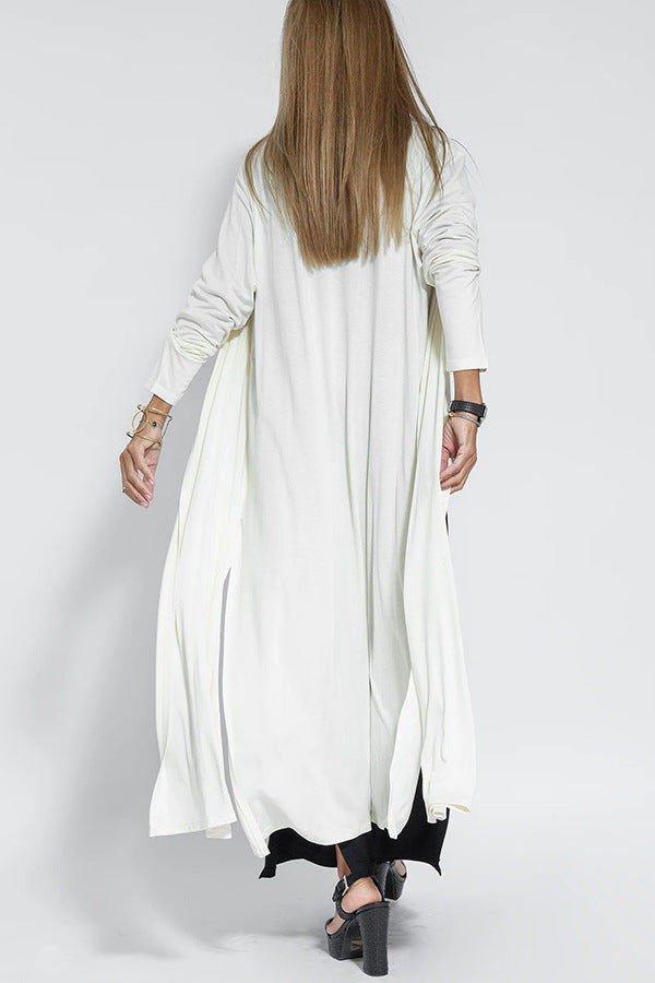 Elegant V-neck Sleeveless Long Dress Matching Vest Cardigan