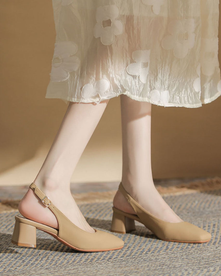Chunky Heel Back Strap Square Toe Sandals