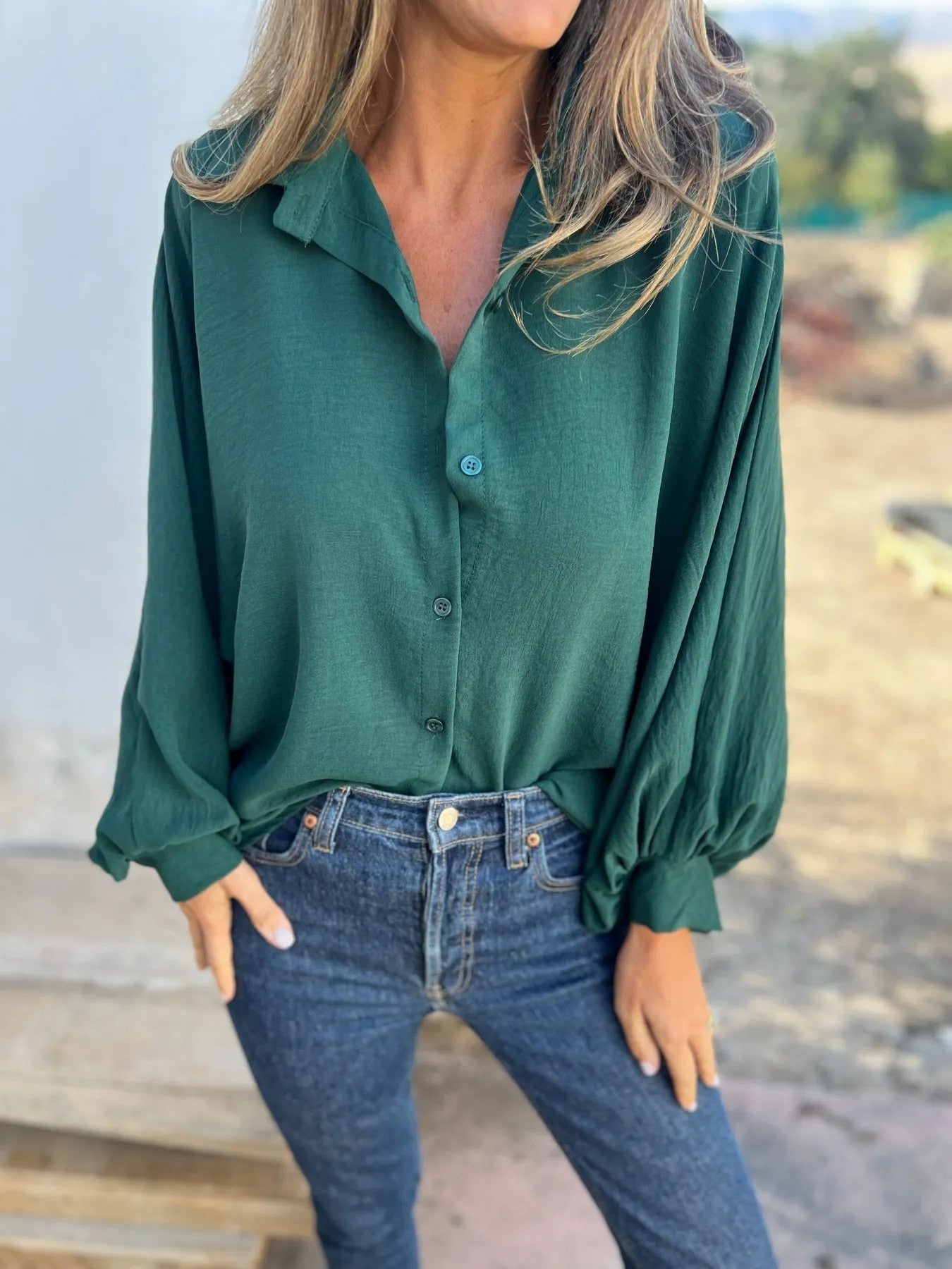 Solid color bat sleeve shirt