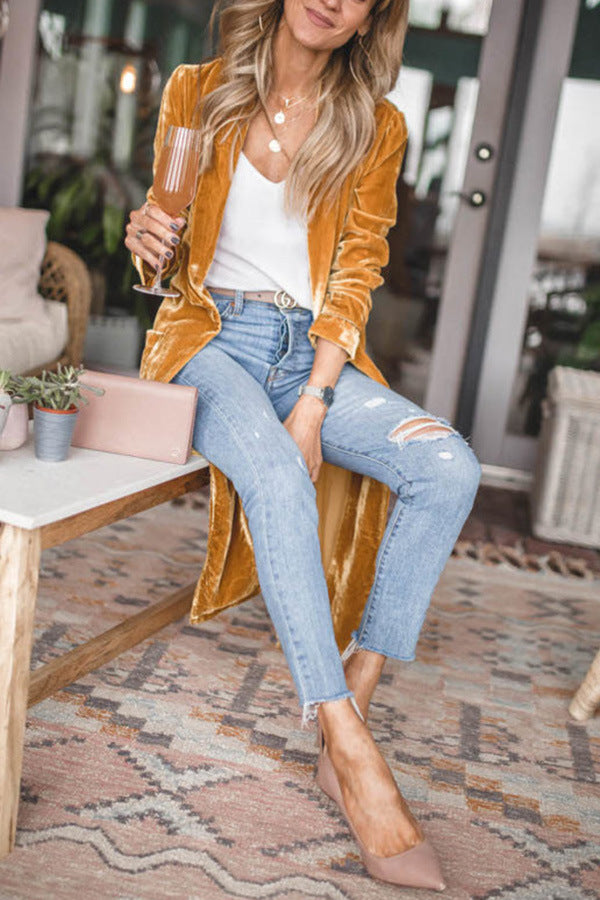 Cheering My Way Velvet Cardigan Coat