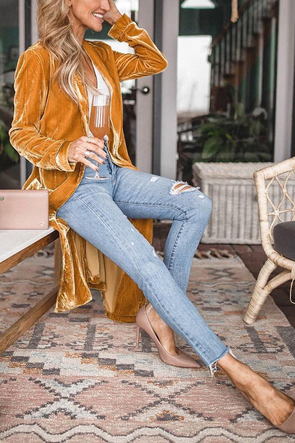 Cheering My Way Velvet Cardigan Coat
