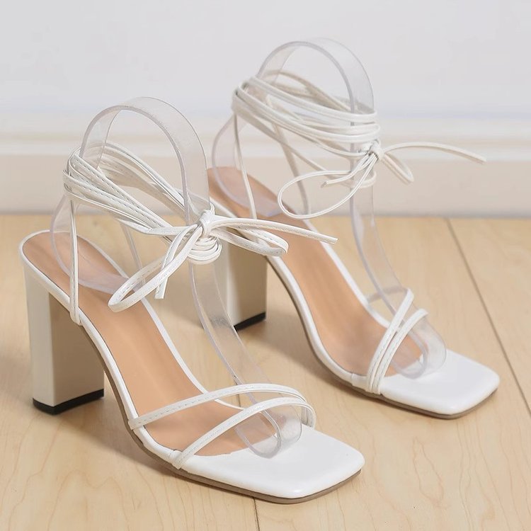 Straps thick heel roman sandals