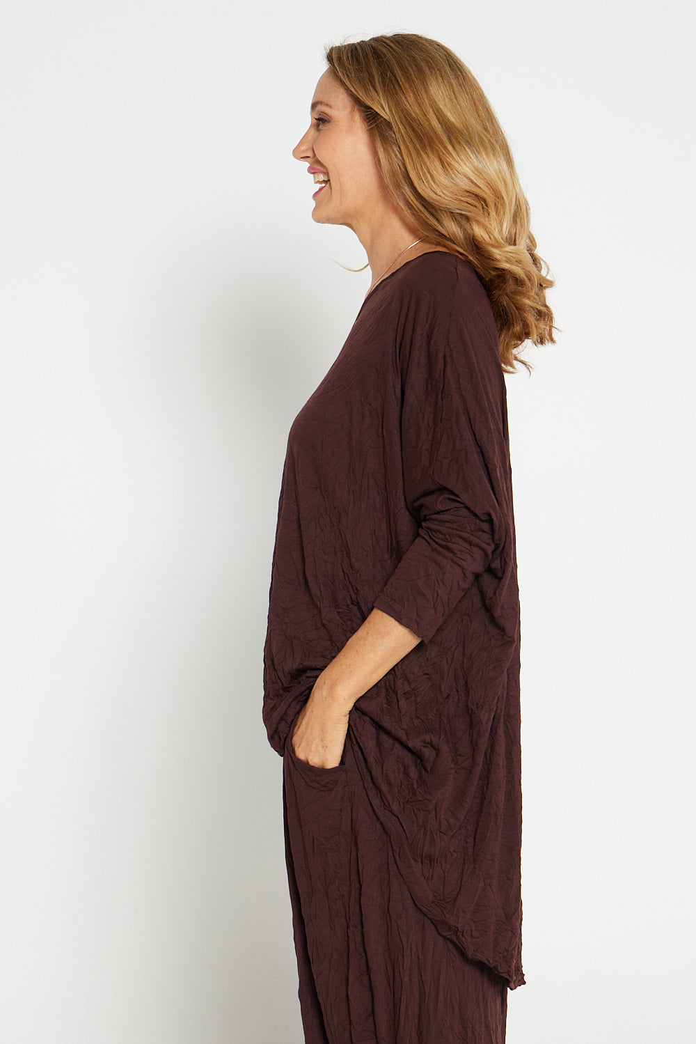 V Neck Celia Top - Chocolate