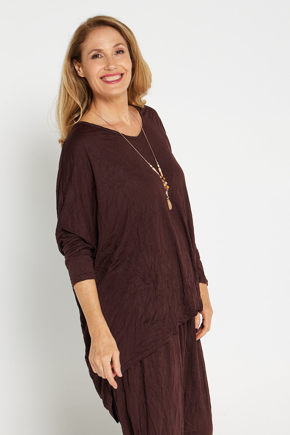 V Neck Celia Top - Chocolate