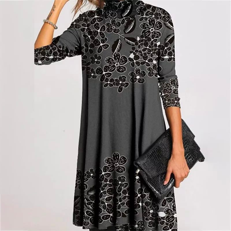 Turtleneck Casual Vintage Loose Dress