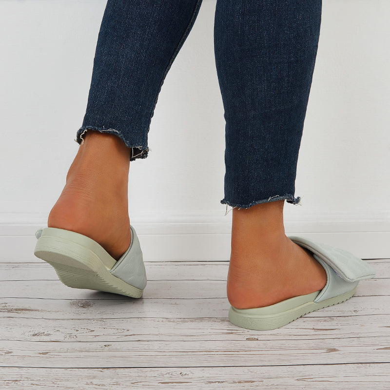 Summer Platform Slide Sandals Round Open Toe Flat Slippers