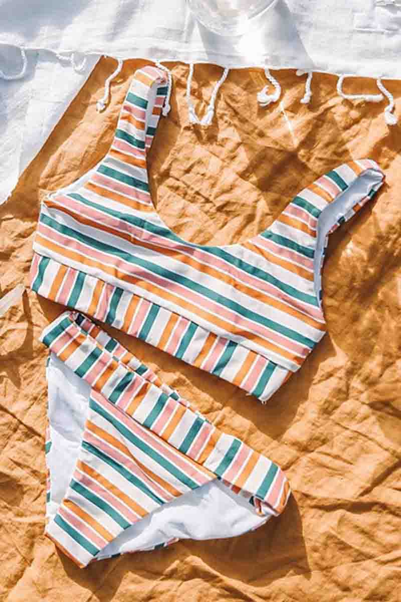 Rainbow Striped Two pieces Swimsuit