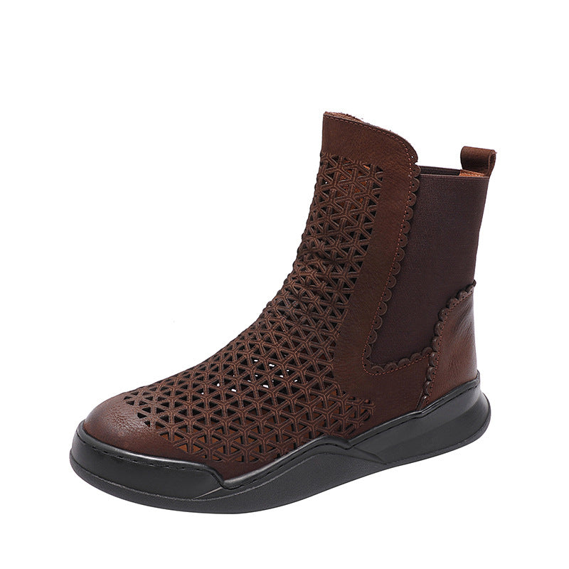 Handmade Leather Chelsea Boots For Women in Caramel/Coffee/Black - Summer Booties