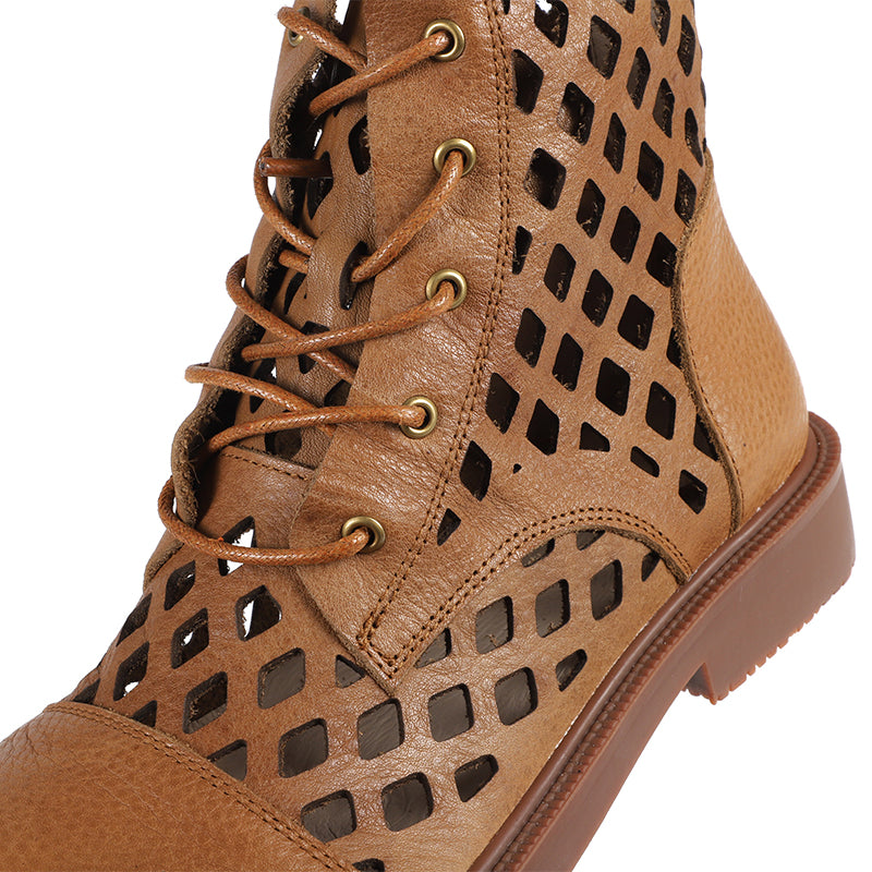 Handmade Leather Boots For Women in Black/Brown - Summer Ankle Boots