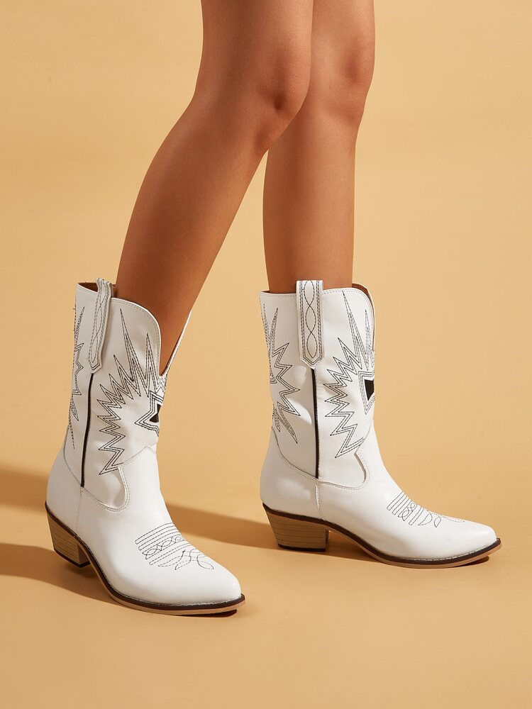 Graphic Chunky Western Boots