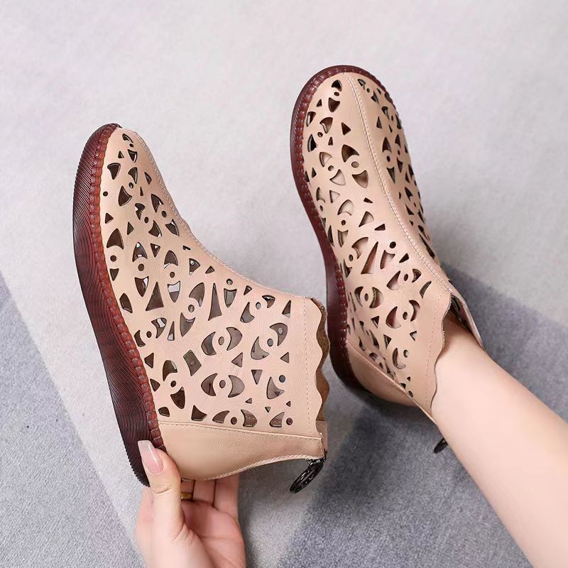 Women's Hollow Hole Fashion Back Zipper Retro Sandals