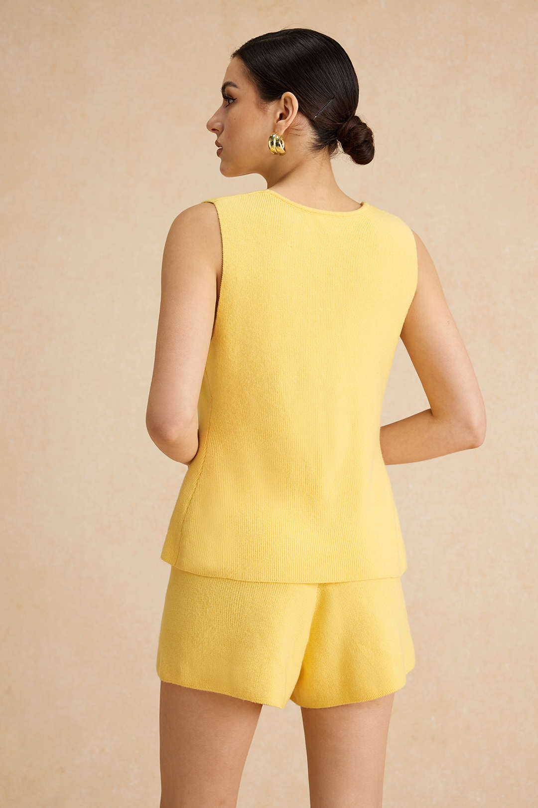 Sweater Metallic Button Tank Top