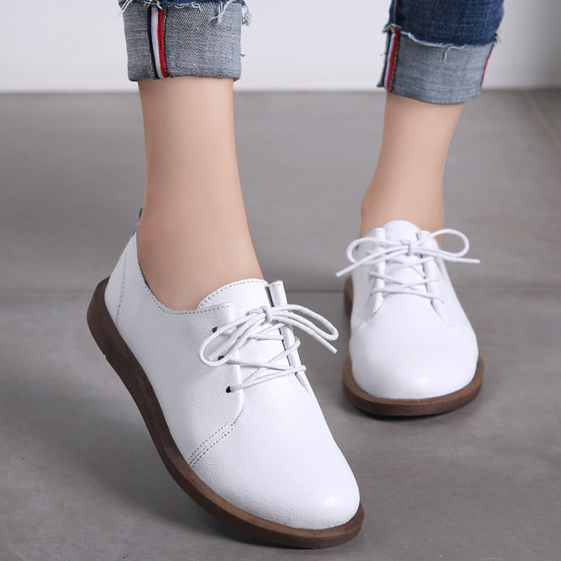 Women Coze Vegan Leather Lace Up Flat Shoes