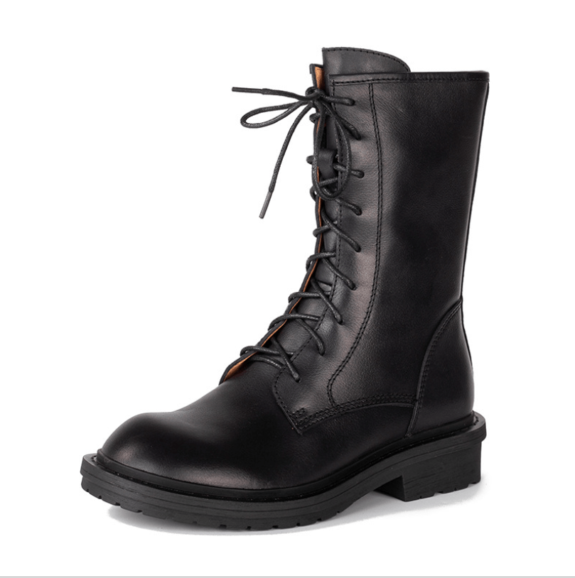 Retro Short Boots Women Handmade Genuine Leather Boots Biker Boots Brown