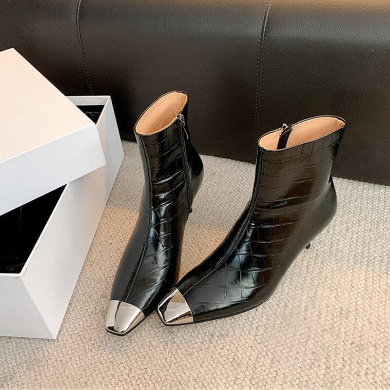 Classic Slimming Boots Elegant Glove-Like Ankle Boots Kitty Heel Side Zipper Boots