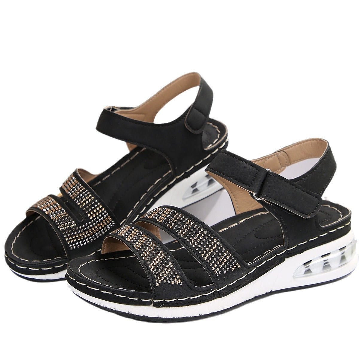 Women's Platform Wedge Plus Size With Sequin Sandals