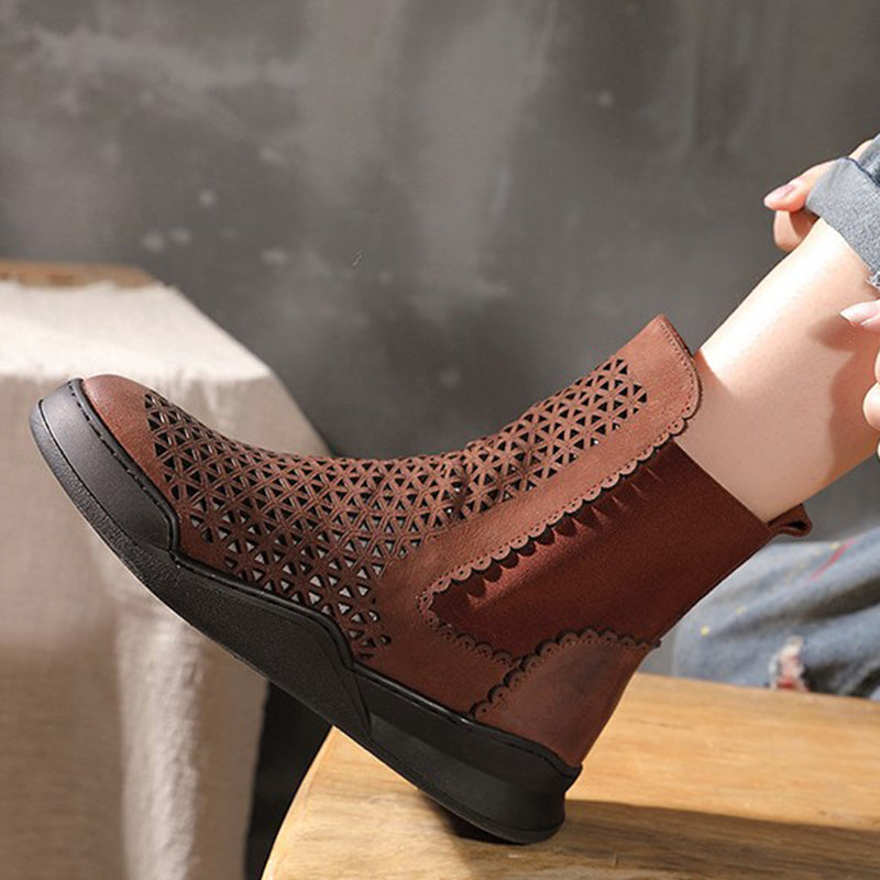 Handmade Leather Chelsea Boots For Women in Caramel/Coffee/Black - Summer Booties