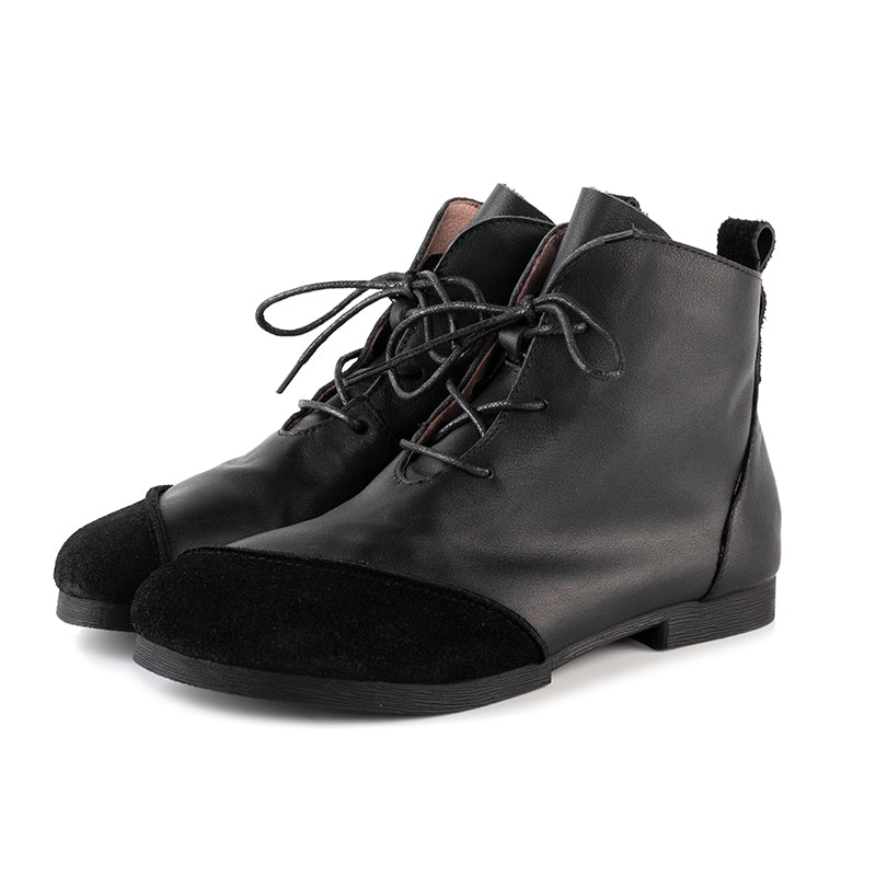 Concise Style Oxford Shoes For Women Leather Handmade Ankle Boots Black/Coffee