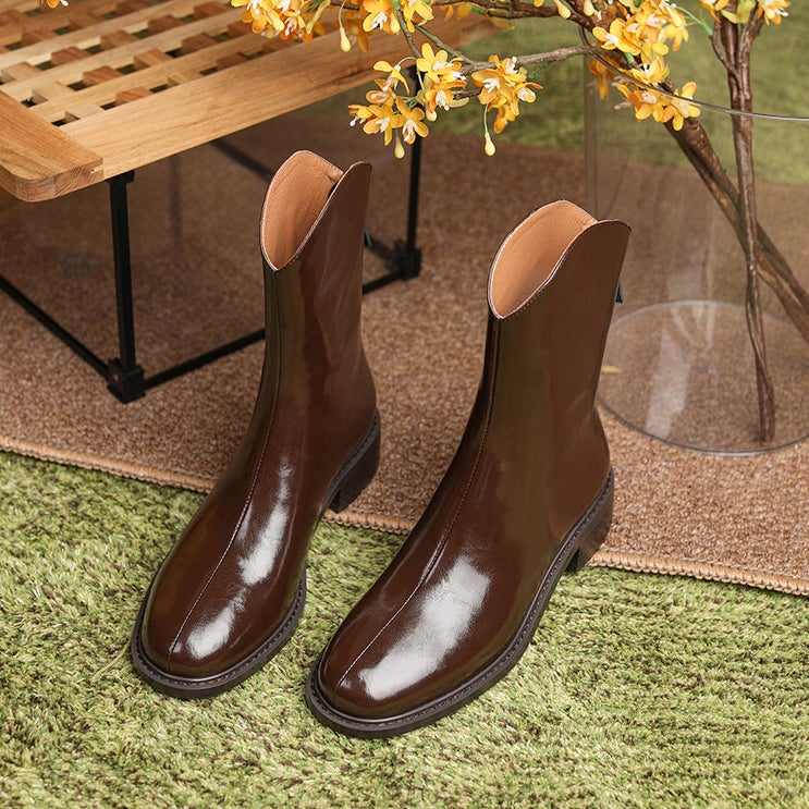 Handmade Genuine Leather Short Boots for Women