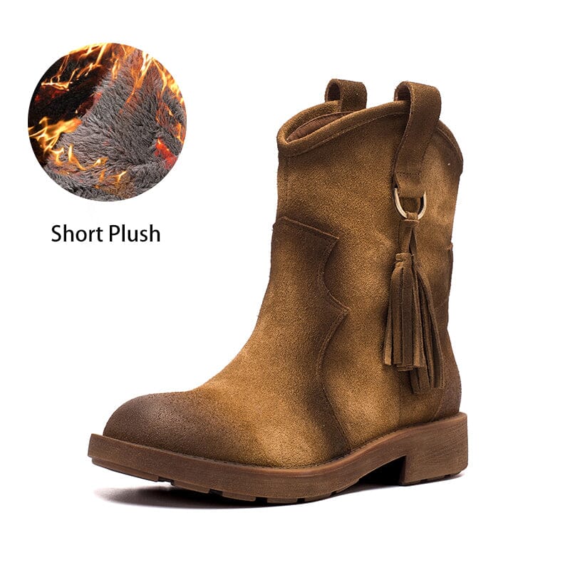 Matte Leather Western Boots Handmade Cowboy Boots Gradient Colors in Brown/Apricot