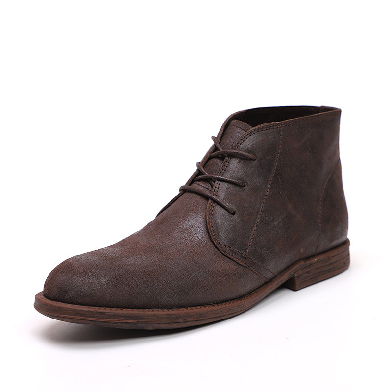 Oxfords For Women Lace Up Flat Sole Ankle Boots Handmade Matte Leather Boots Coffee/Brown