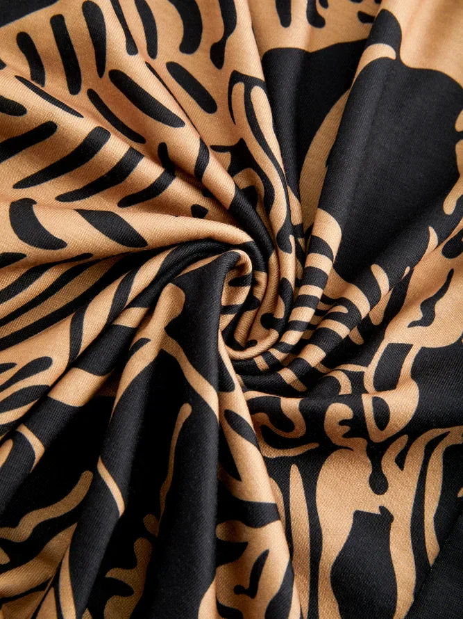 Round Neck Tribal Casual Midi Dresses