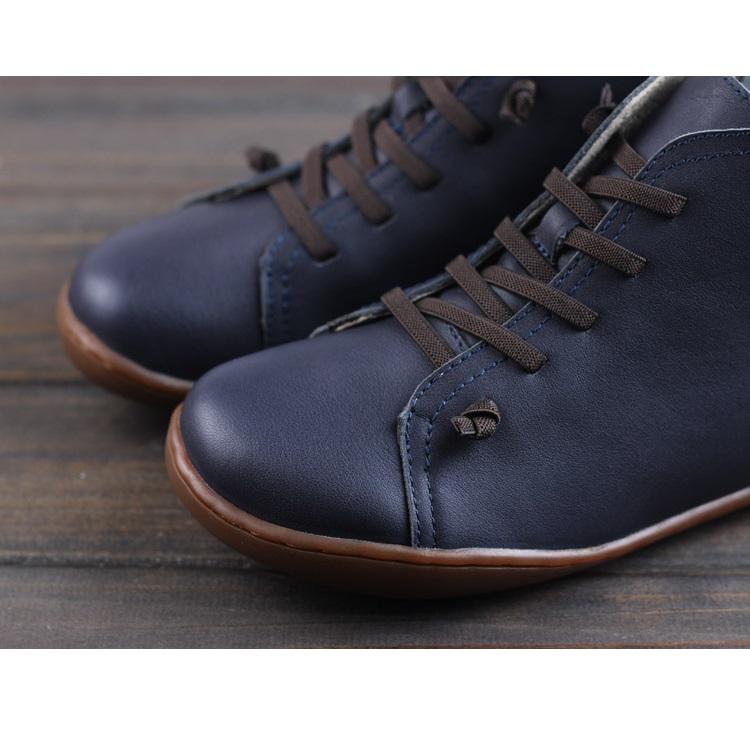 Retro Women Leather Ankle Boots Casual Walking Boots Soft Sole Flats Loafers
