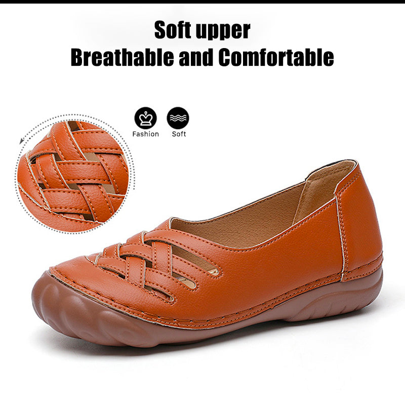Women Comfy Soft Color Hollow Out Slip-On Flat Loafers Shoes