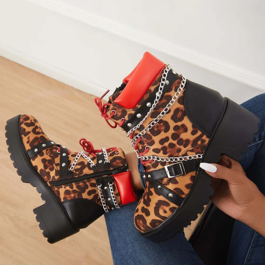 Platform Chunky Sole Combat Booties Side Zip Ankle Boots