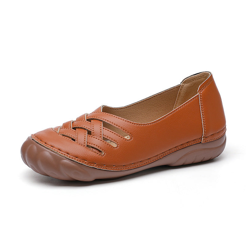 Women Comfy Soft Color Hollow Out Slip-On Flat Loafers Shoes