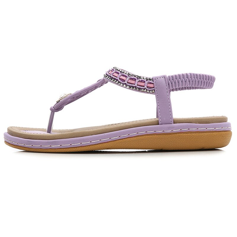 Summer Flat Heels Sandals Women Pearl Bohemia Sandals